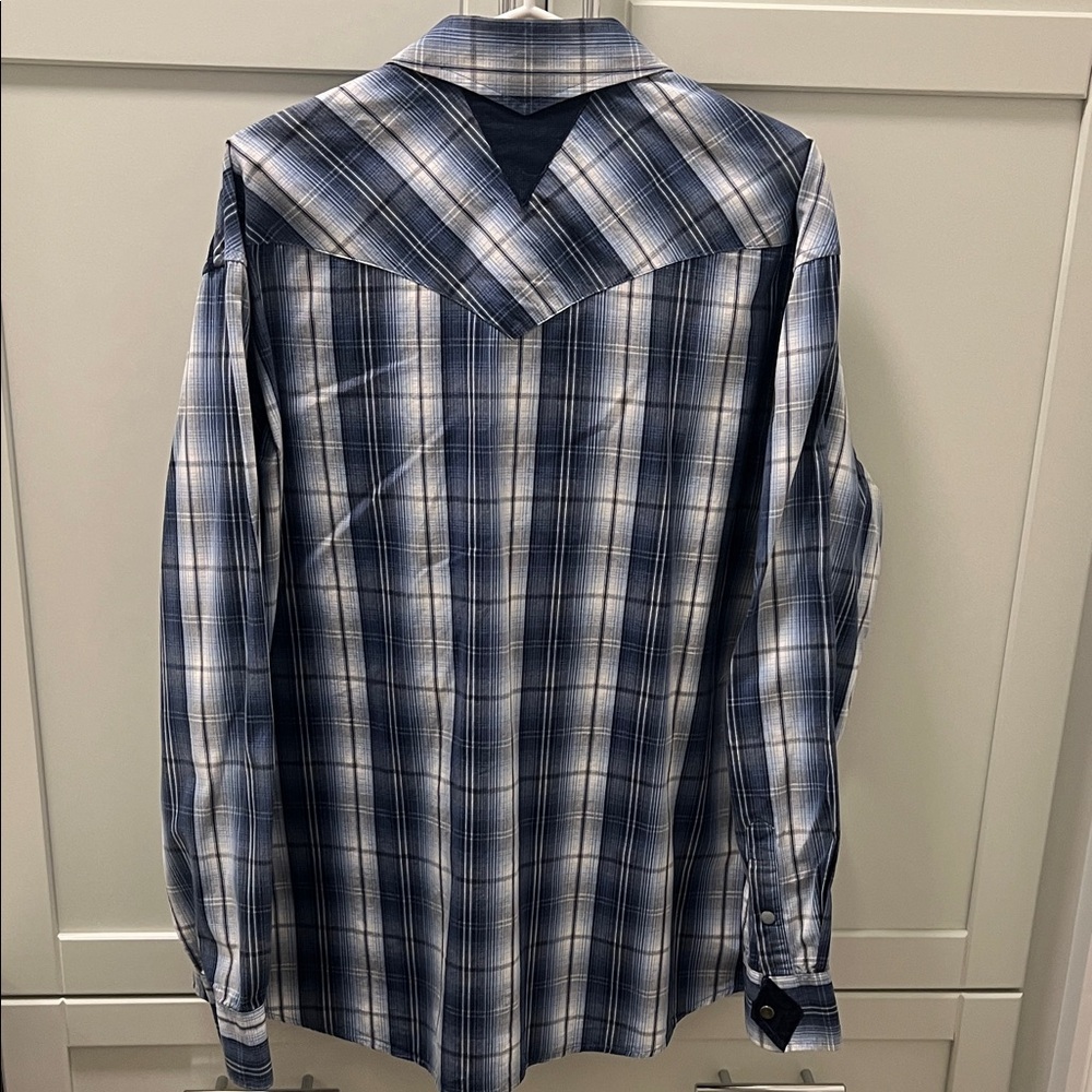 VTG PANHANDLE SLIM Pearl Snap Buttons Western Plaid Long Sleeved Shirt Size XL - Picture 8 of 13